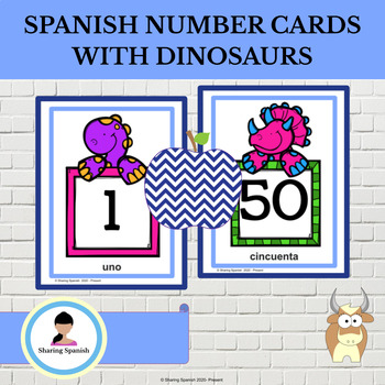 Spanish Number Cards 1-50 With Dinosaurs by Sharing ...