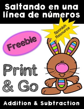Preview of Spanish Number Line Hopping Addition & Subtraction