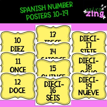 Preview of Spanish Number Posters 10-19