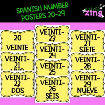 Preview of Spanish Number Posters 20-29