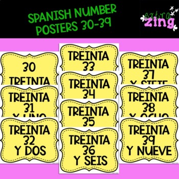 Preview of Spanish Number Posters 30-39