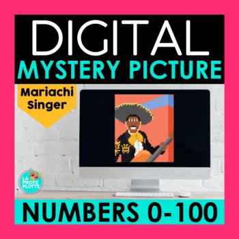 Preview of Spanish Numbers 0-100 Digital Mystery Picture | Mariachi Singer Pixel Art