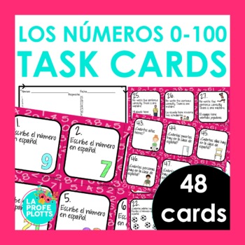 Preview of Spanish Numbers 0-100 Task Cards | Los Números 0-100 Activity