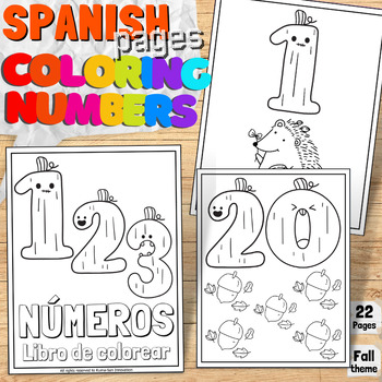Preview of Spanish Numbers 0-20 Coloring Pages Autumn & Fall Pumpkin Theme Coloring Book
