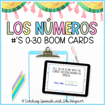 Preview of Spanish Numbers 0 30 BOOM Cards Digital Task Cards