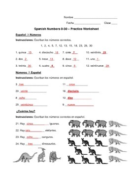 spanish numbers 0 30 worksheet by exploring french and spanish tpt