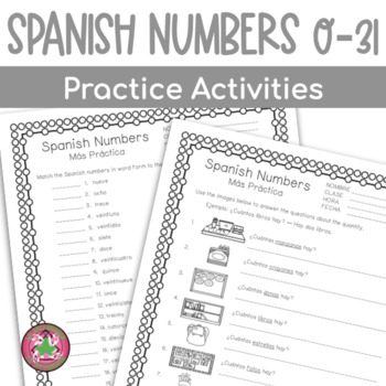 Preview of Spanish Numbers 0-31 Practice Packet