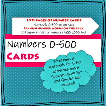 Preview of Spanish Numbers 0-500 Cards & Games