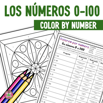 Preview of Spanish Numbers 0 to 100 Activity | Color by Number | Colorea por número