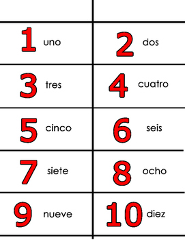 Spanish Numbers 1-10 Flashcards by Stone Studios | TpT