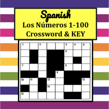 spanish numbers 1 100 crossword key tpt