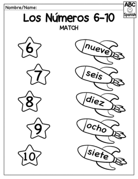 Preview of Spanish Numbers 1 to 20 - Matching Activity