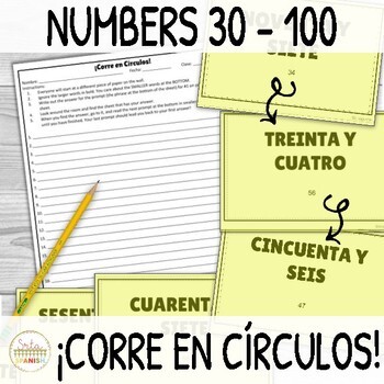 Preview of Numbers in Spanish 30-100 Spanish 1 Review Números en Español Corre en Círculos