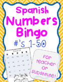 Spanish Substitute Lesson Plan Numbers Activity Game: Prin