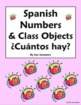 Preview of Spanish Numbers and Class Objects - ¿Cuántos hay? - How Many? Números