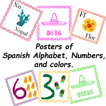 Preview of Spanish Numbers, Colors, and Alphabet posters