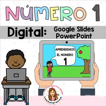 Preview of Spanish Numbers Google Slides. Digital. Google Classroom. Number 1. Número 1