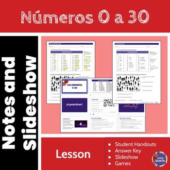 Preview of Spanish Numbers/Números 0-30: Notes, Slideshow, Practice & GAMES! - Descubre 1.2