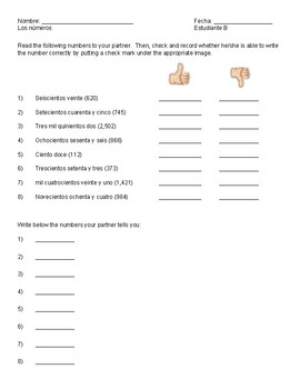 Spanish Numbers Partner Activity Hundreds Thousands Tpt