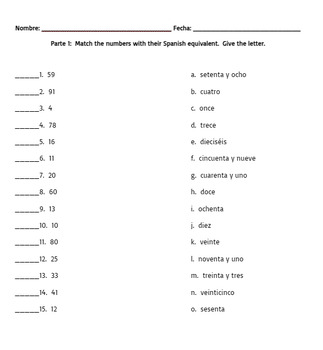 Spanish Numbers Printable Worksheet by Reach Edlightenment with Señora