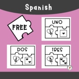 Spanish - Numbers Puzzles for Valentine's or Friendship Days