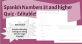Spanish Numbers Quiz (hundreds and higher!) | EDITABLE!