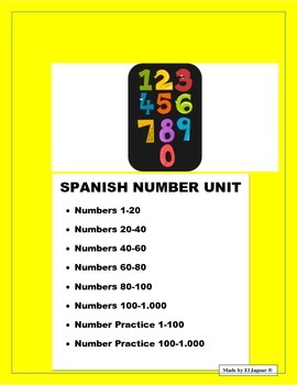 Preview of Spanish Numbers from 0 to 100 & Thousands. Writing Worksheets with Word Banks