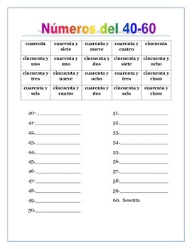 spanish numbers from 0 to 100 thousands writing worksheets with word banks