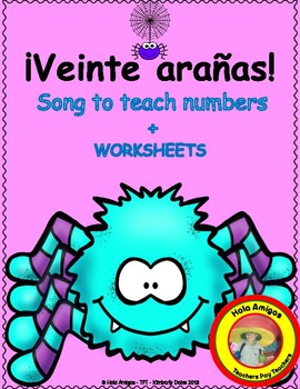 Preview of Spanish Numbers - Veinte Arañas Song and Coordinating Worksheets