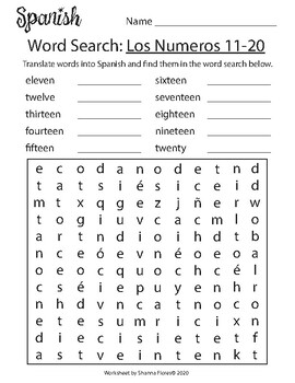 Spanish Numbers Word Search 0 To Translate Into Spanish Vocabulary