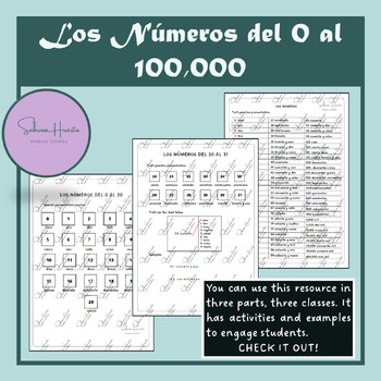 Preview of Spanish Numbers Worksheet / Los números 0 - 100,000 en Español
