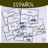 Spanish Numbers and Colors Puzzles & Worksheets - Taxis Edition