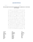 Spanish Numbers to 100 Word Search Los Numeros Cero a Cien