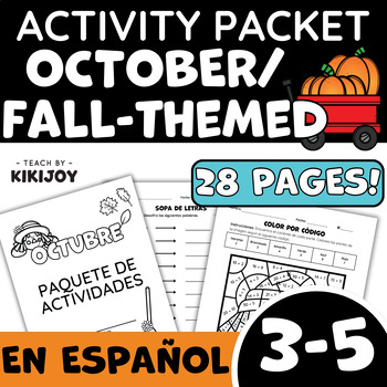 Preview of Spanish October Fall-Themed Morning Work Independent Activity Packet 3rd-5th