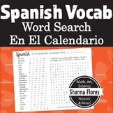 Spanish On The Calendar - En El Calendario ; Word Search; 