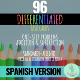 Spanish One-Step Word Problem Task Cards- Problemas de un 