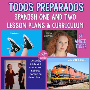 Preview of Spanish 1 and 2 Lesson Plans and Curriculum Full-Year Bundle Print and Digital
