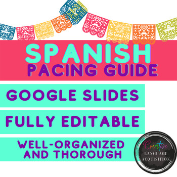 Preview of Spanish Pacing Guide Digital/Editable Spanish Lesson Plan Year Overview