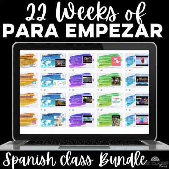 Preview of Spanish Para Empezar Semester of Bell Ringers or Brain Breaks - 22 week bundle