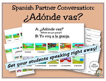 Preview of Spanish Partner Conversation: ¿Adónde vas? (places around town)