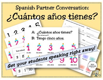 Preview of Spanish Partner Conversation: ¿Cuántos años tienes? (age/numbers)