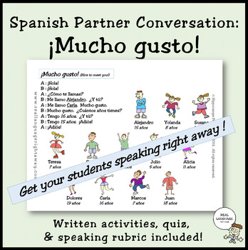 Preview of Spanish Partner Conversation - Mucho Gusto (¿cómo te llamas? + age)