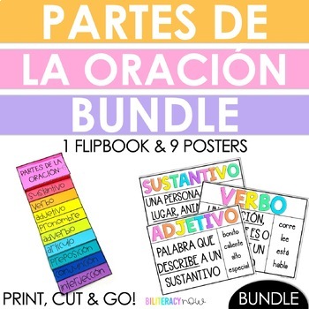 Preview of Spanish Parts of Speech Flip Book + Posters BUNDLE