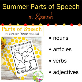 Preview of Summer Parts of Speech Pack in Spanish
