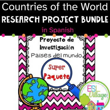 Preview of Countries of the World Research Project  in Spanish BUNDLE