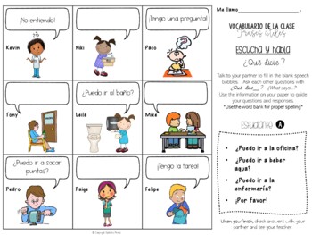 Las Preguntas / Spanish Classroom Questions and Phrases Information Gap ...