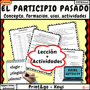 Preview of Spanish Past Participle notes activities Participio pasado formación actividades