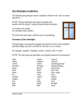 Preview of Spanish Past Participles as Adjectives with Estar