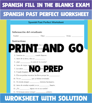 Preview of Spanish Past Perfect Worksheet