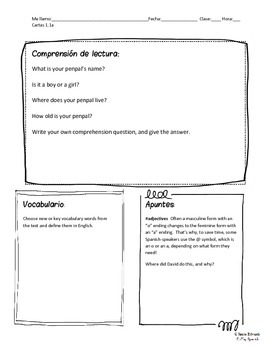 Spanish Penpal Letters 1 - Introducing Yourself (Reading Comprehension Writing)